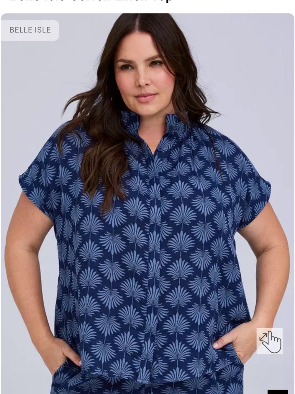 Belle Isle Cotton Linen Top Size 1X